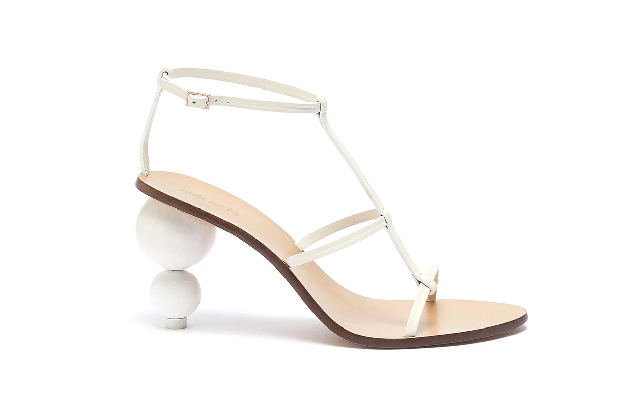 Wooden Ball Heel Leather Sandals