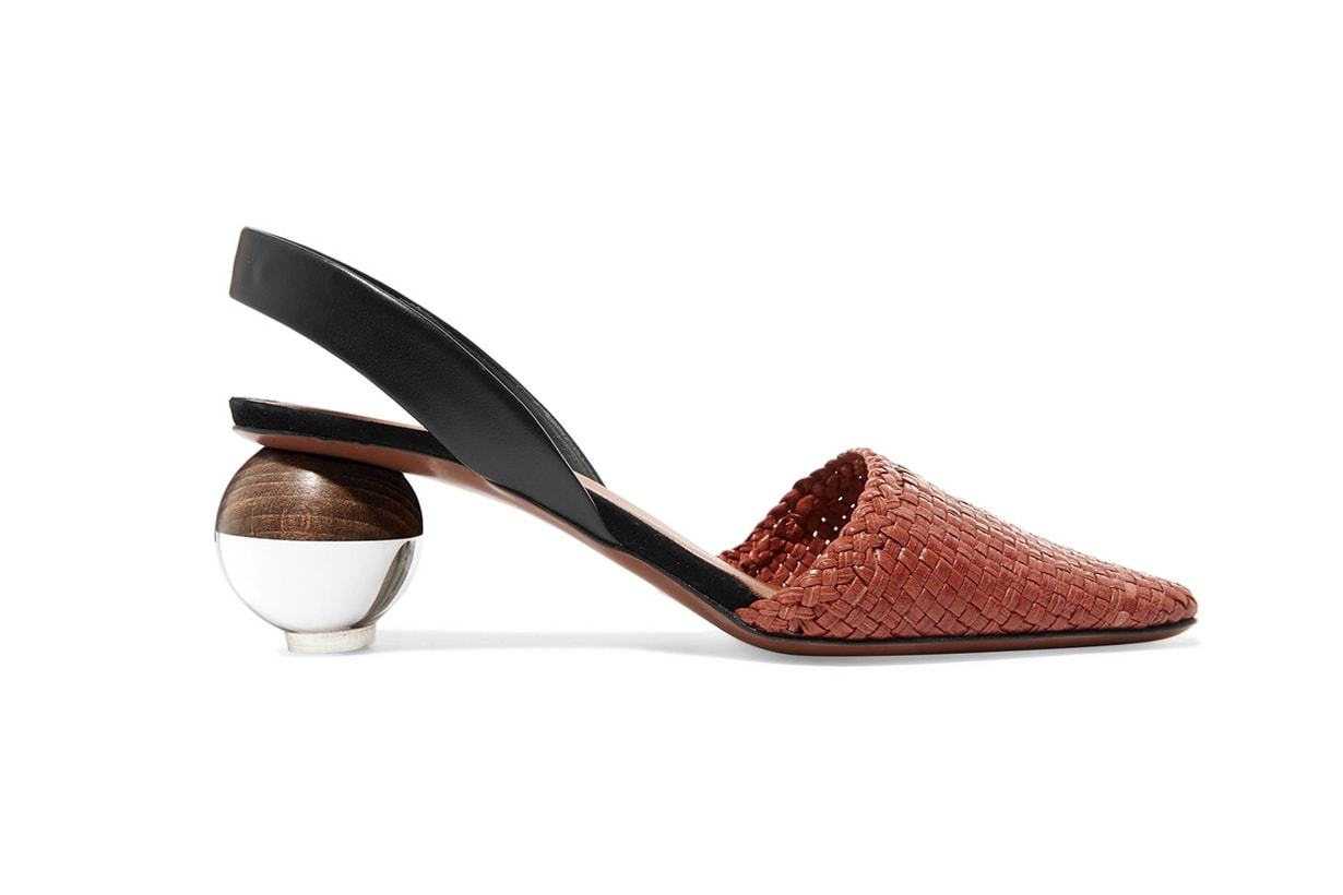 Woven Leather Slingback Pumps