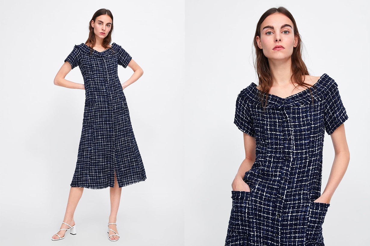 Zara Tweed Dress with Gem Buttons