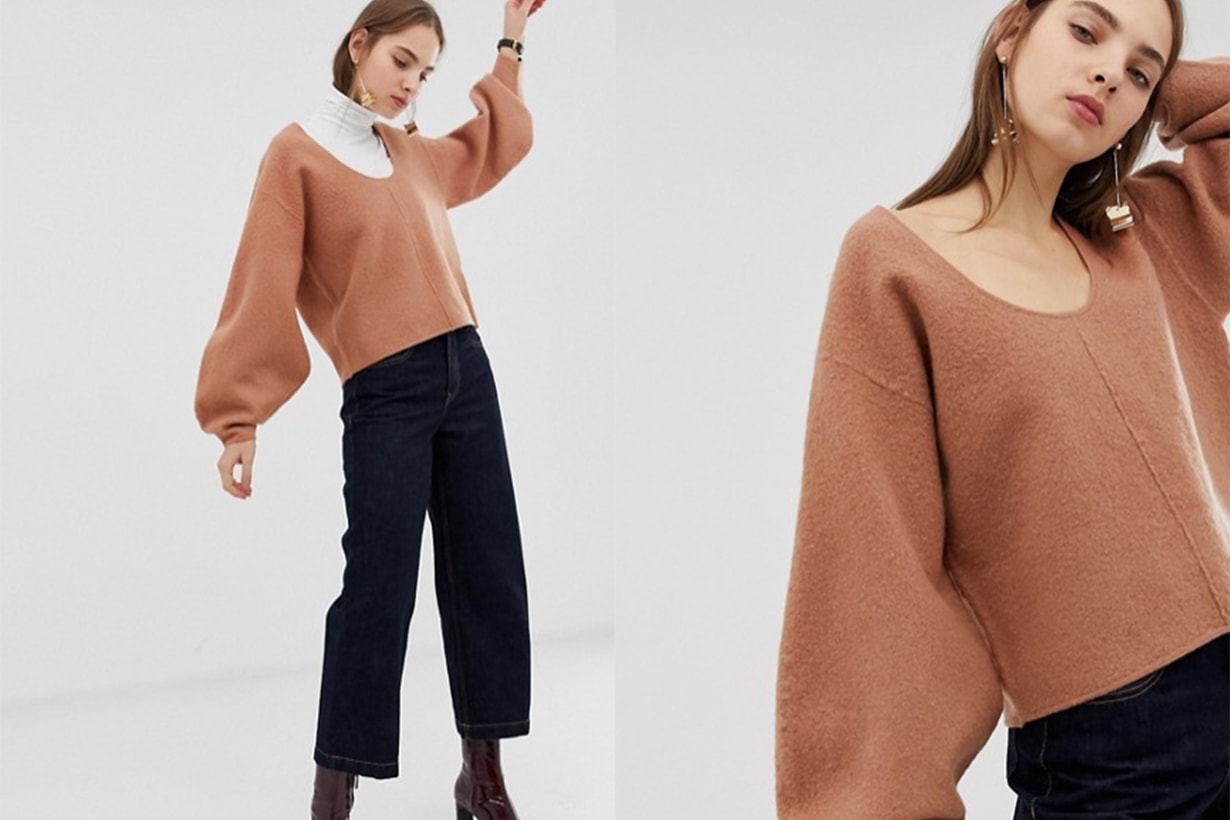 Boiled Wool Banana Sleeve Knit Jumper