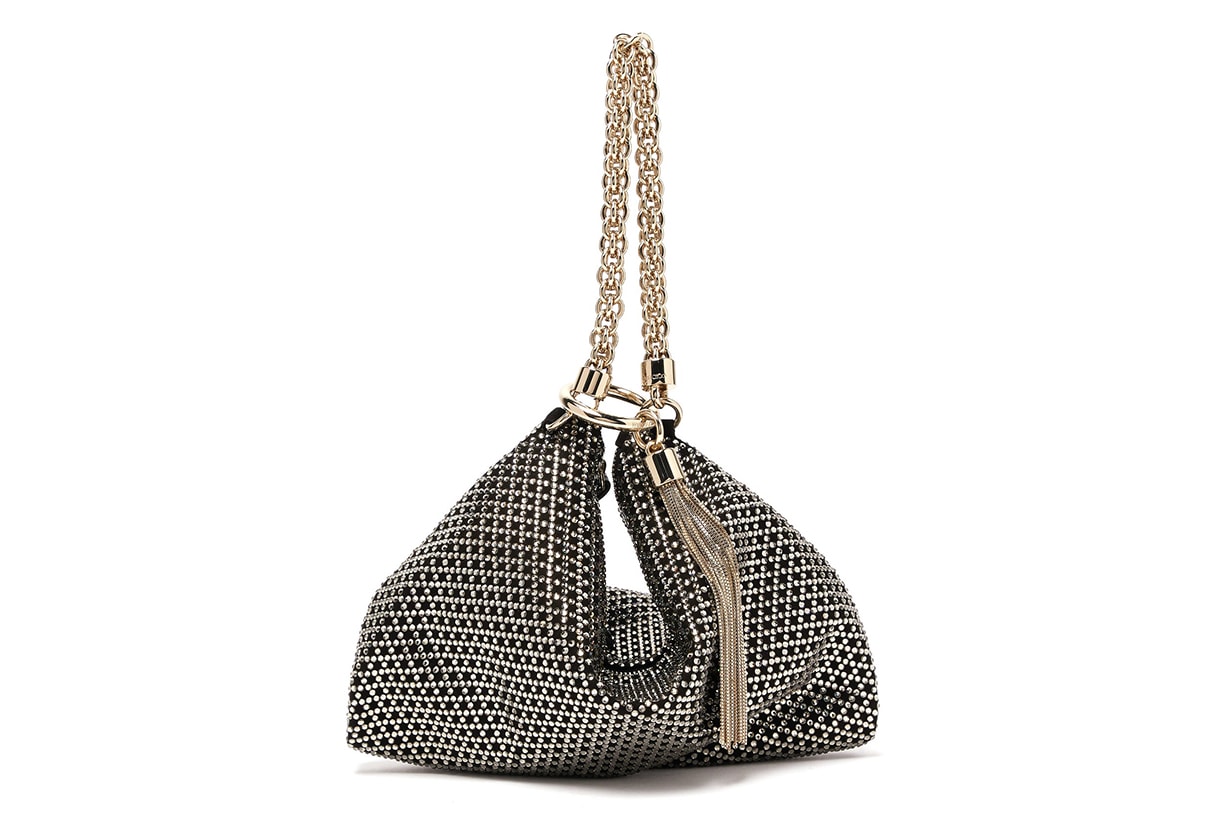 Callie Crystal-Embellished Suede Clutch