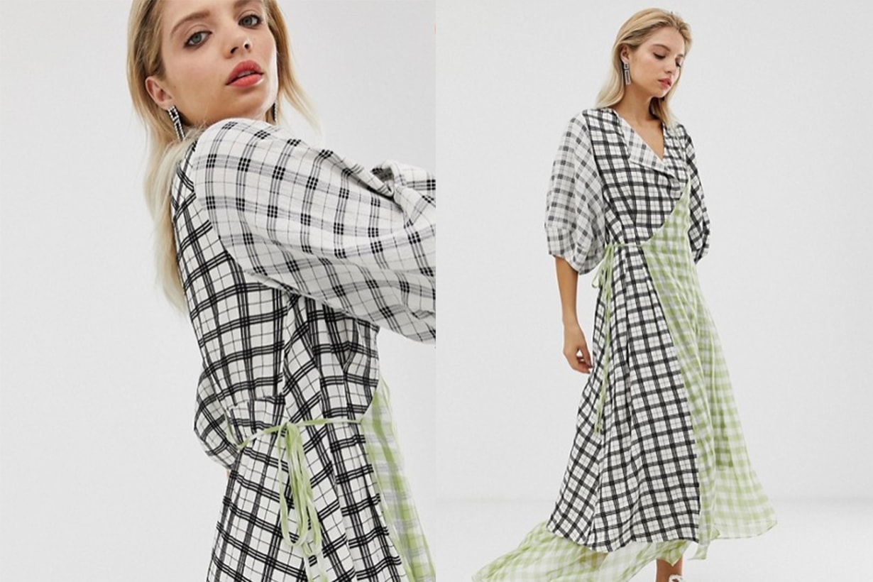 Check Wrap Dress