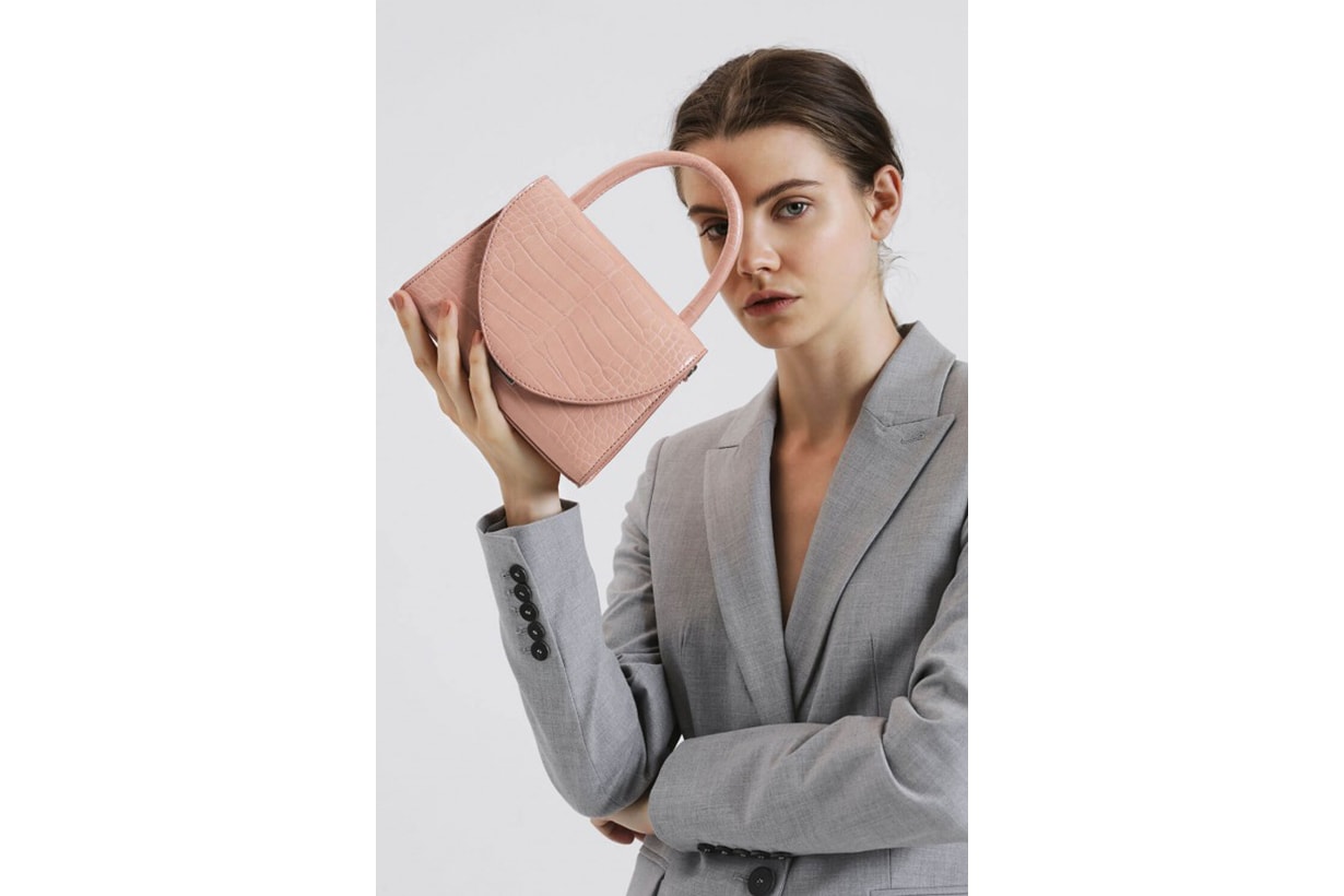 Croc-Effect Structured Top Handle Bag