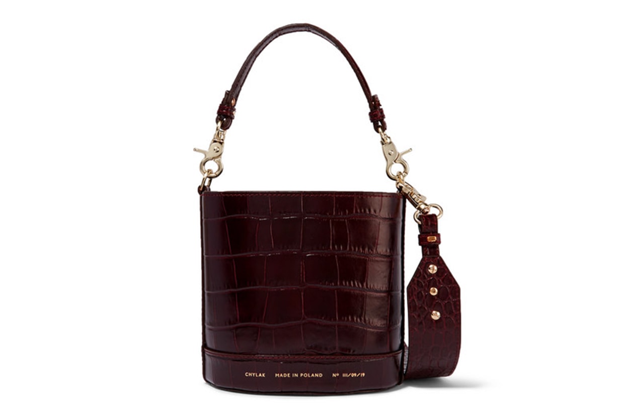 Cylinder Mini Glossed Croc-Effect Leather Shoulder Bag