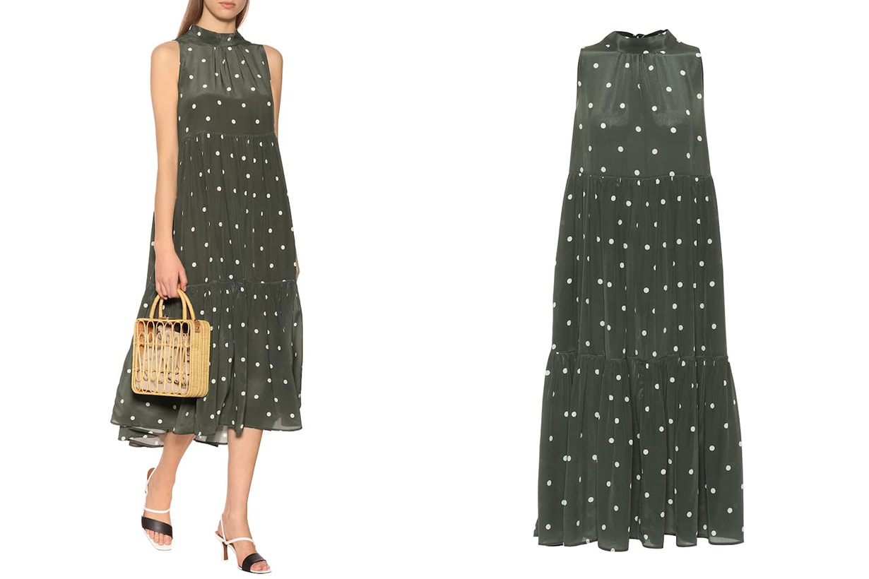 Dotted Silk Crêpe Midi Dress
