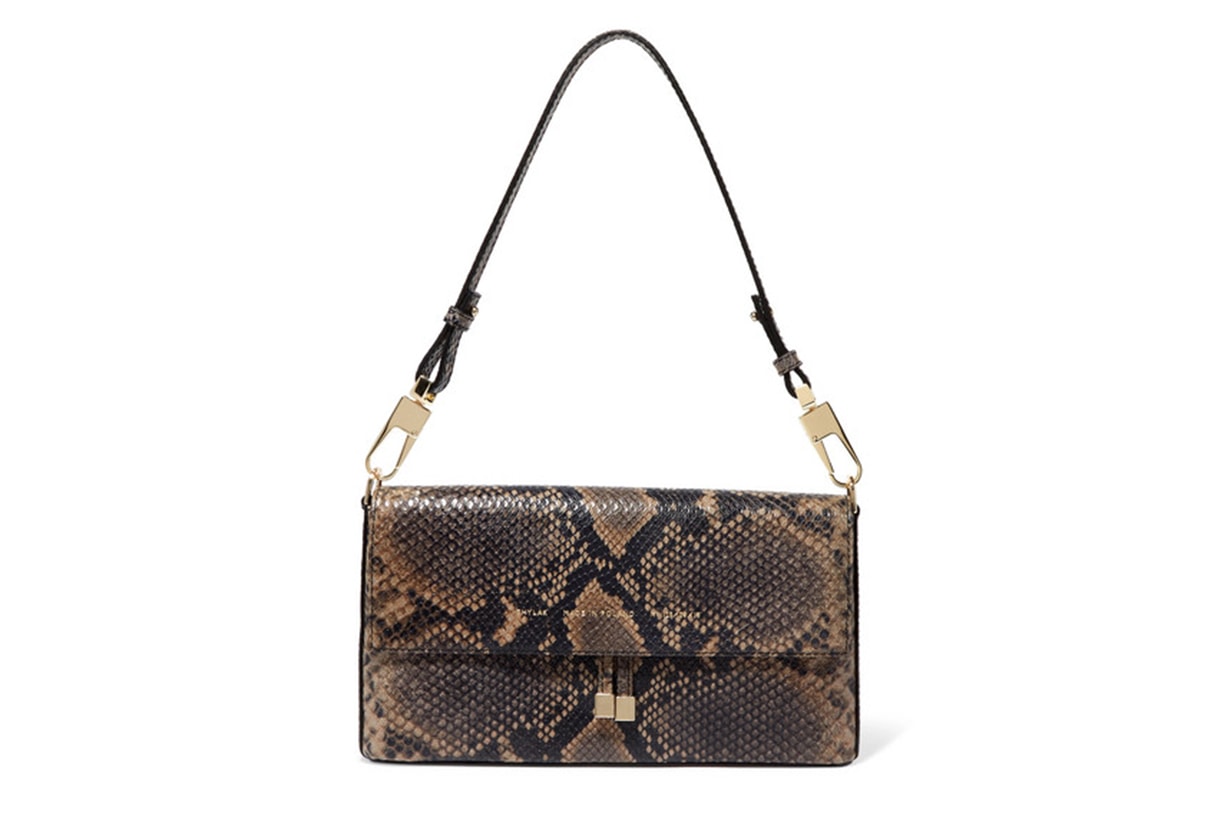 Flap Snake-Effect Leather Shoulder Bag