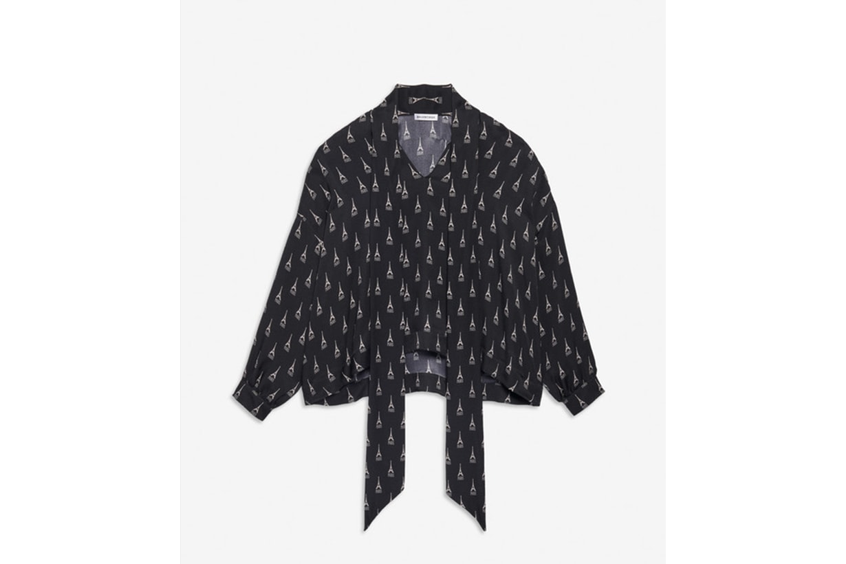 Fluid Vareuse in Black Printed Paris Silk Crepe