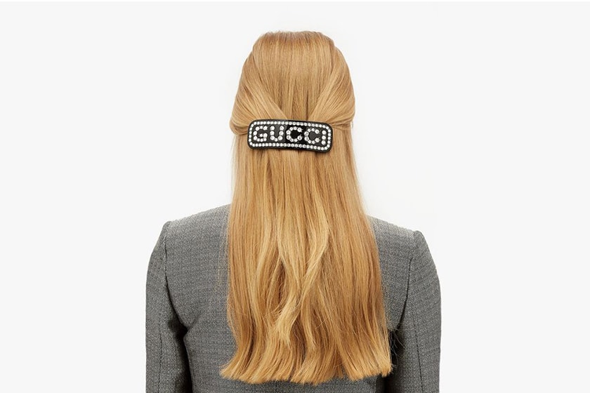 gucci logo hair slides crystals clips hairstyle accessories