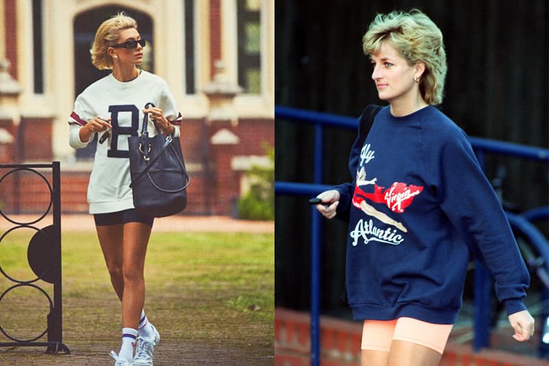 Hailey Baldwin and Princess Diana Bike Shorts Look