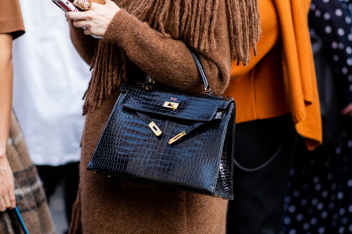 Hermes bag street style Max Mara during Milan Fashion Week Spring/Summer 2019
