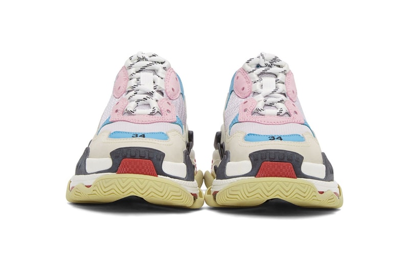 balenciaga triple s pastel pink blue white chunky sneaker