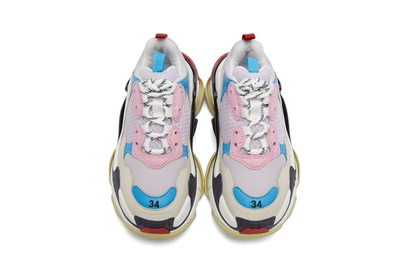 balenciaga triple s pastel pink blue white chunky sneaker