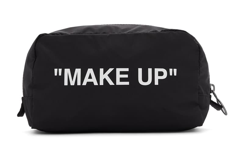 off white makeup pouch black travel bag