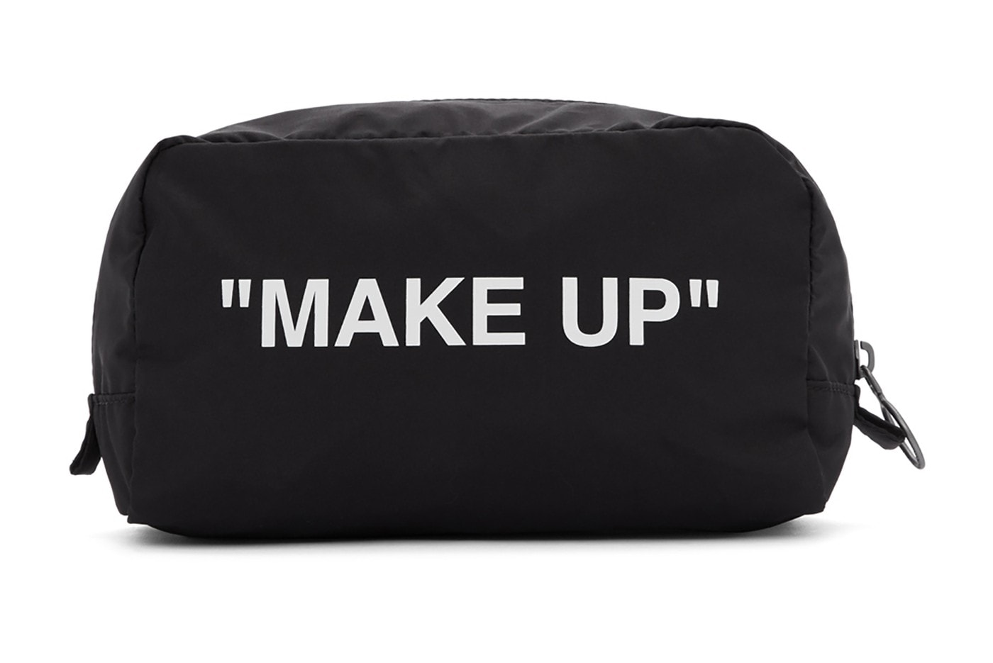 off white makeup pouch black travel bag