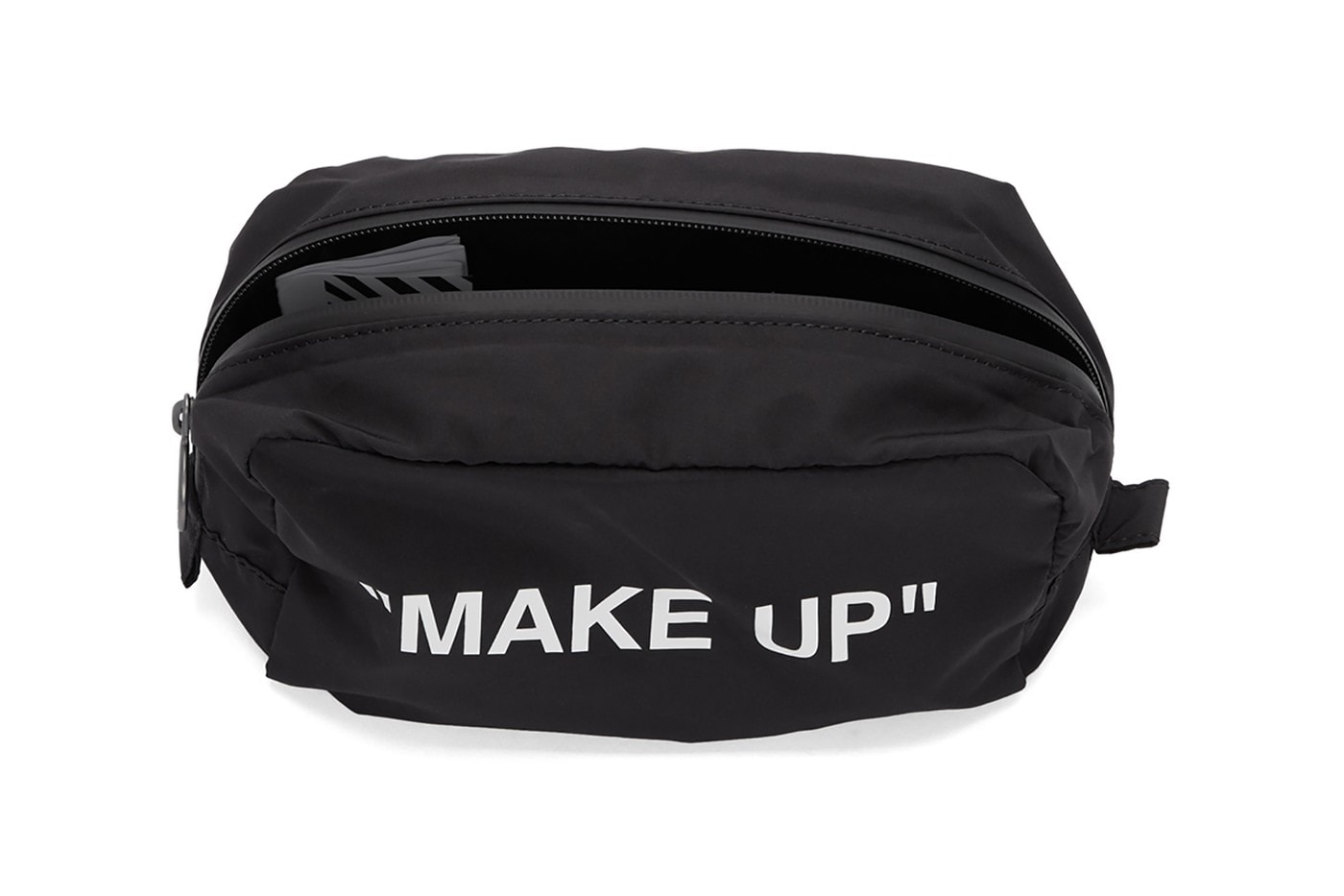 off white makeup pouch black travel bag