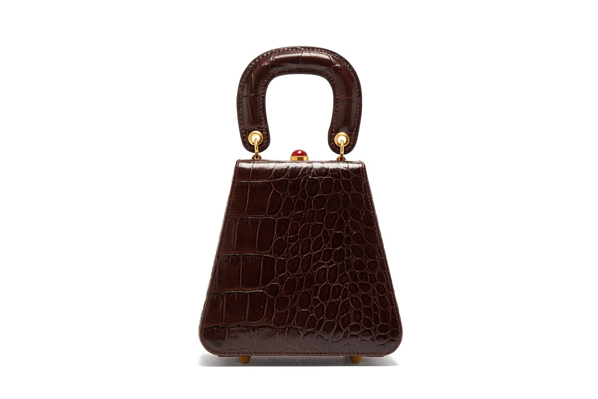Kenny Top-Handle Crocodile-Embossed Leather Bag