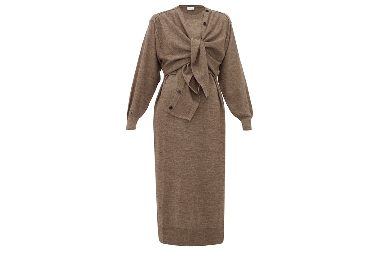 Layered Wool-Blend Cardigan Dress