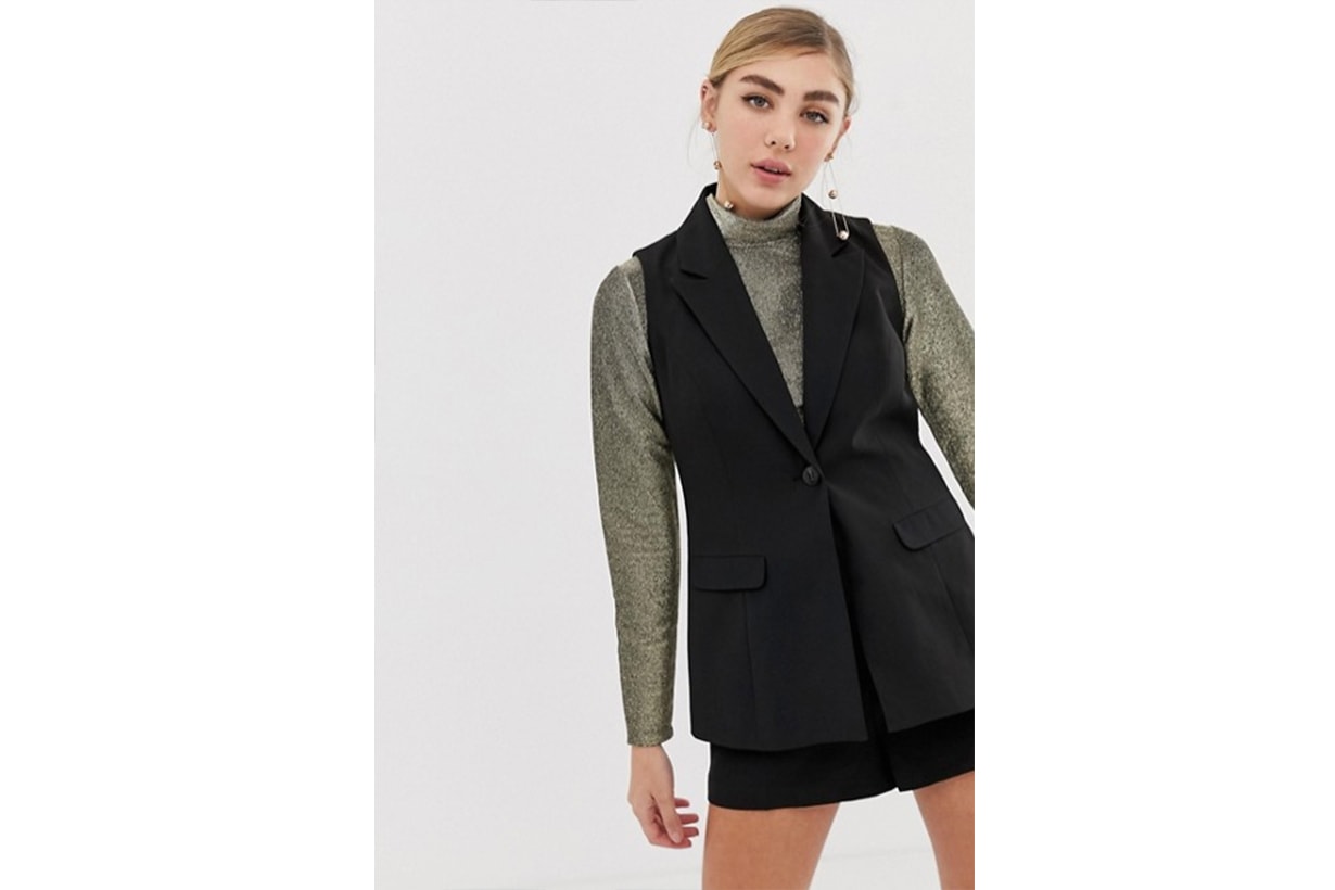 Miss Selfridge Tailored Saistcoat in Black