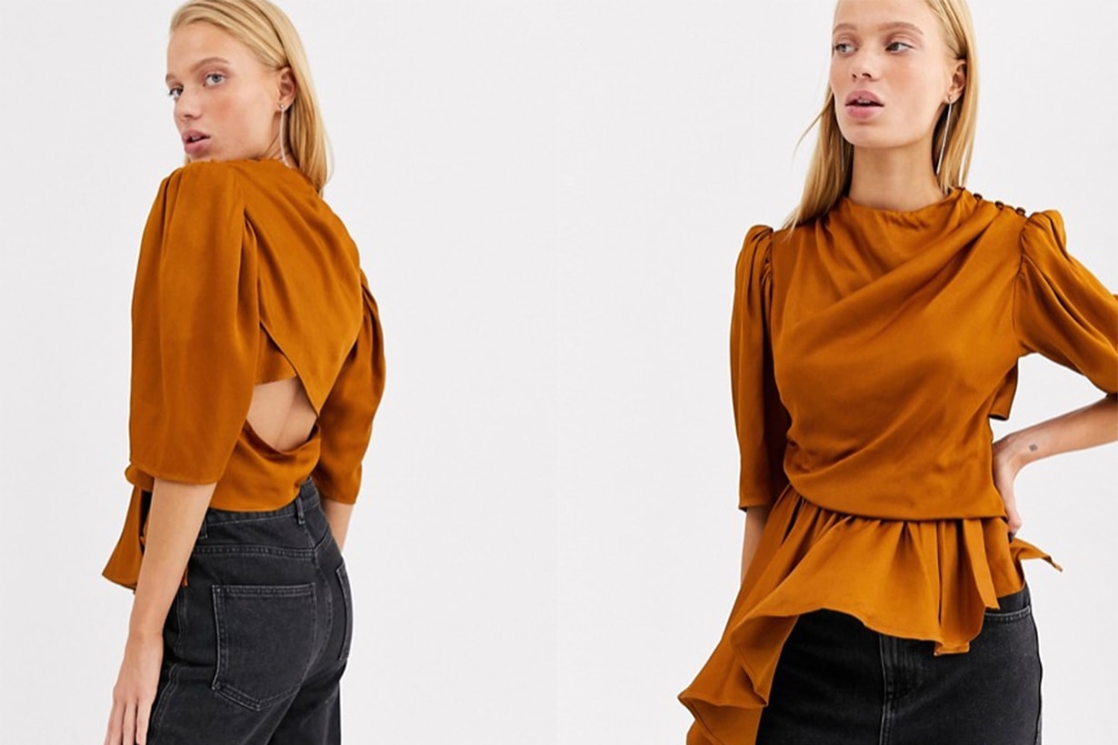 Ruched Sleeve High Neck Top