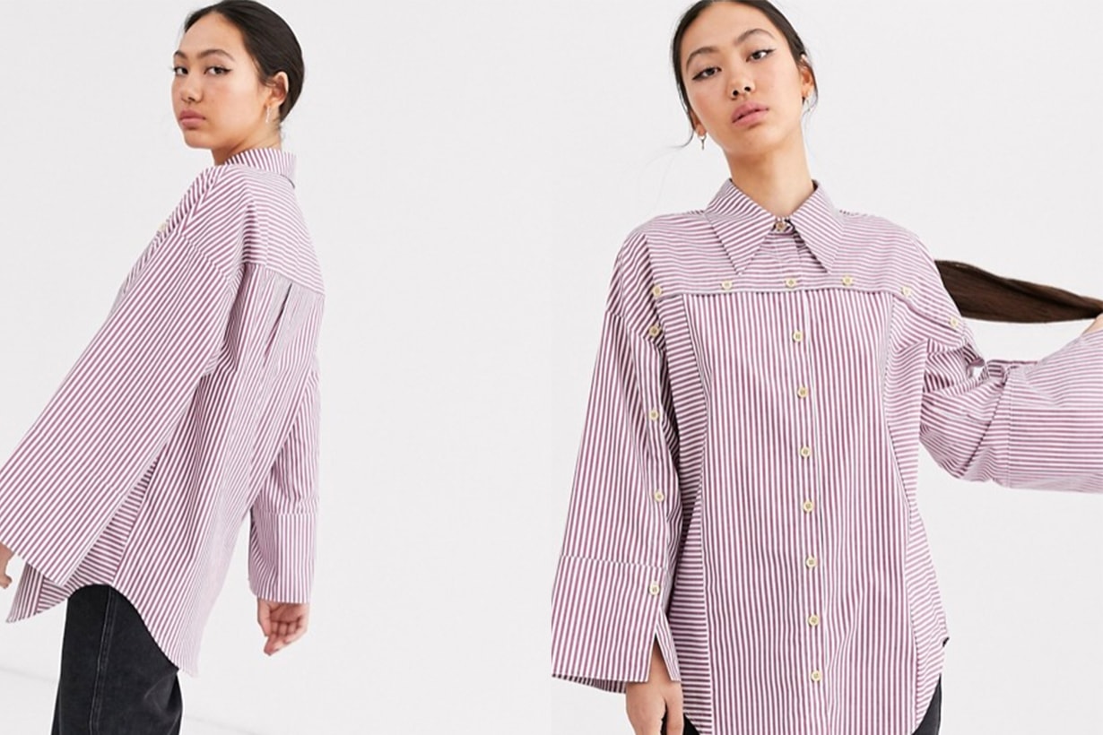 Stripe Wooden Button Detail Shirt