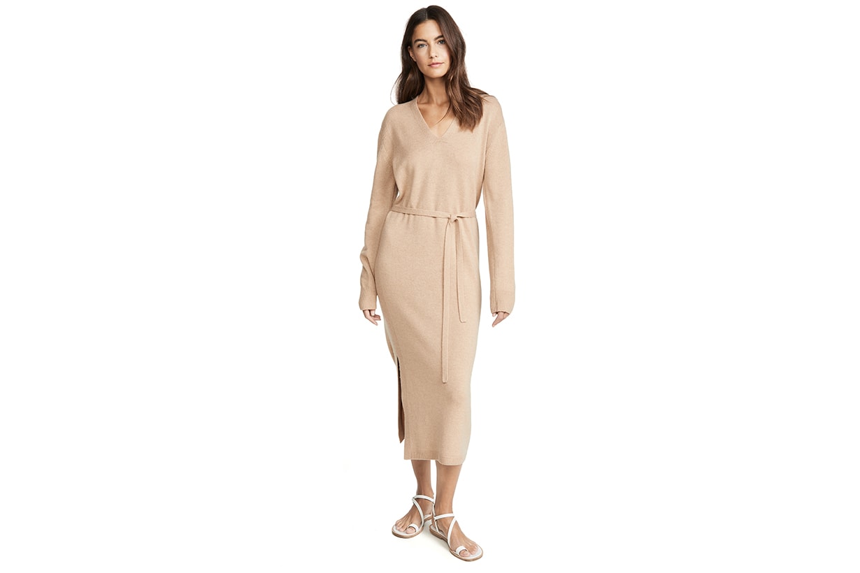 Vince V Neck Slit Dress