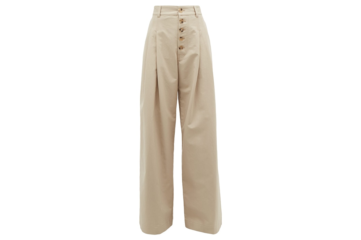 Wide-Leg Cotton Trousers