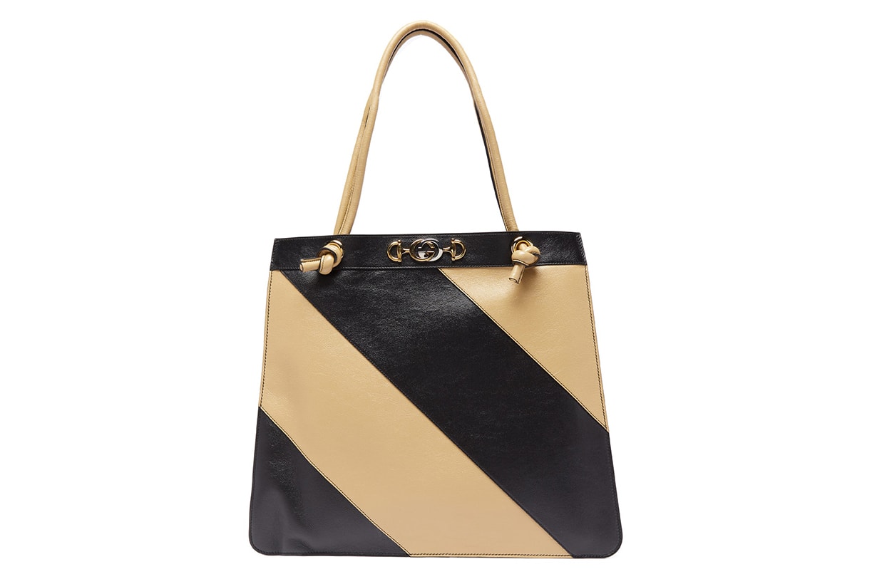 Zumi Striped Leather Tote Bag