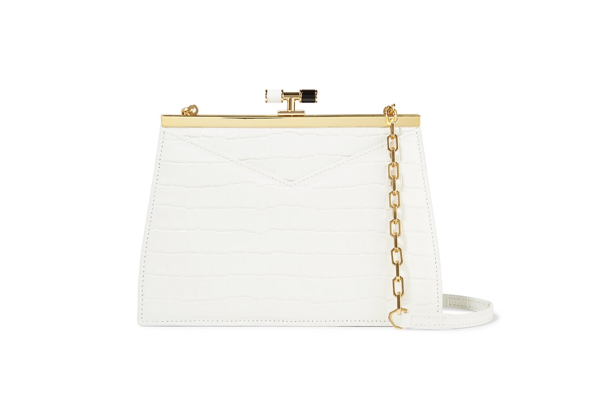 Chateau Glossed Croc-Effect Leather Shoulder Bag
