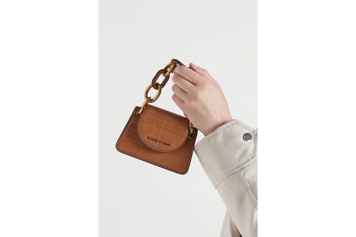 Croc-Effect Chunky Chain Handle Mini Bag