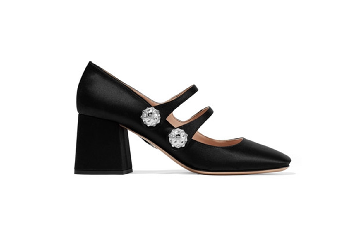 Crystal and Faux Pearl-Embellished Satin Pumps