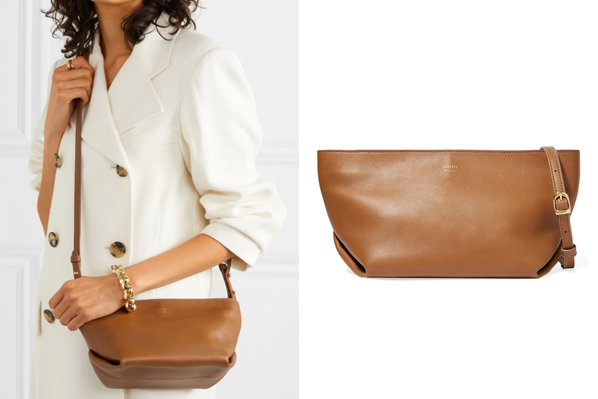 Envelope Pleat Leather Shoulder Bag