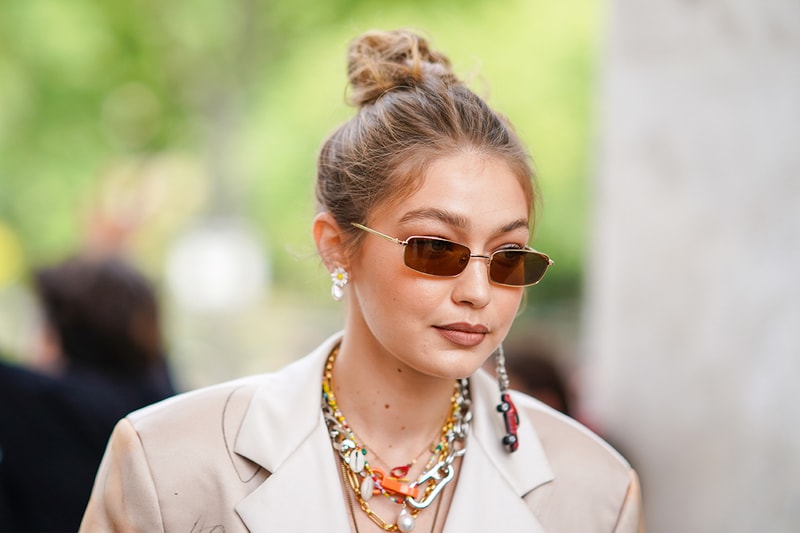 Gigi Hadid Twisted Top Knot celebrities hairstyles trend 2019 New York Fashion Week Spring Summer 2020 Alana Hadid La Detresse
