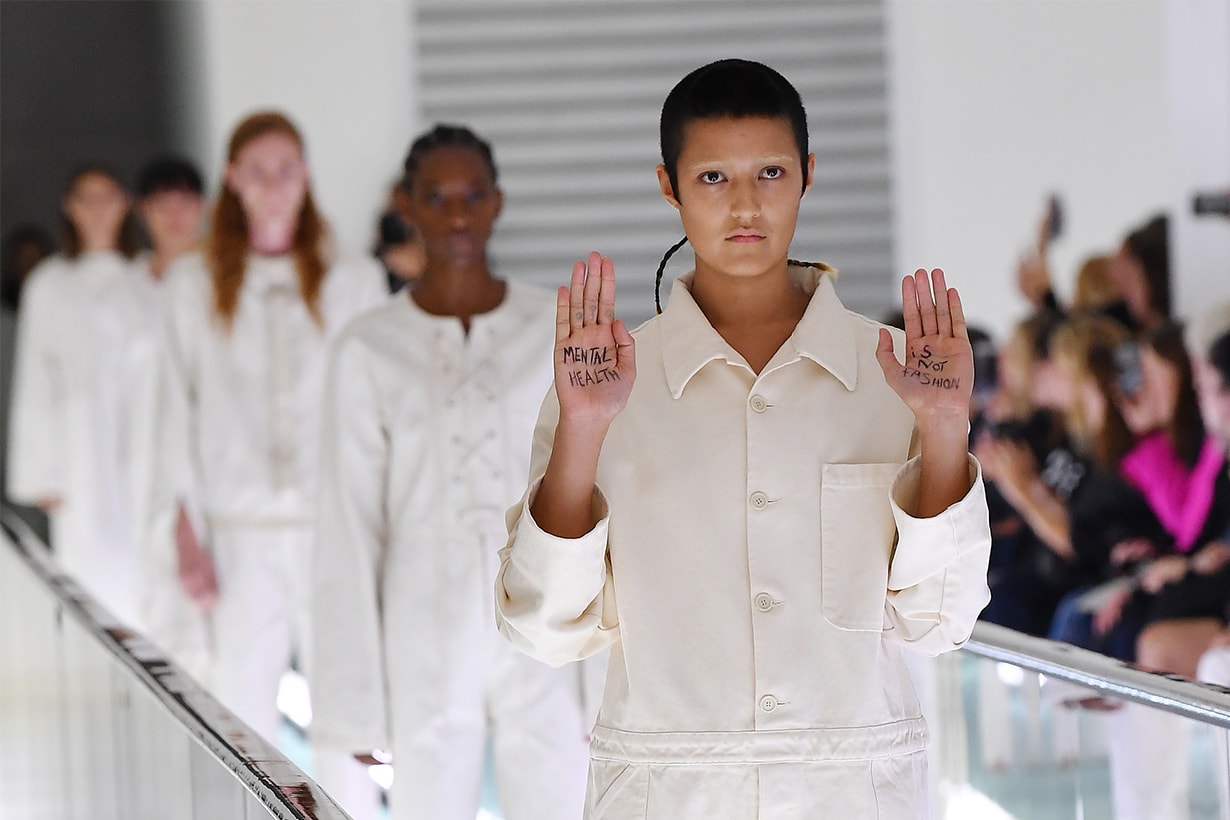 Gucci model stages mental health protest at Milan fashion week