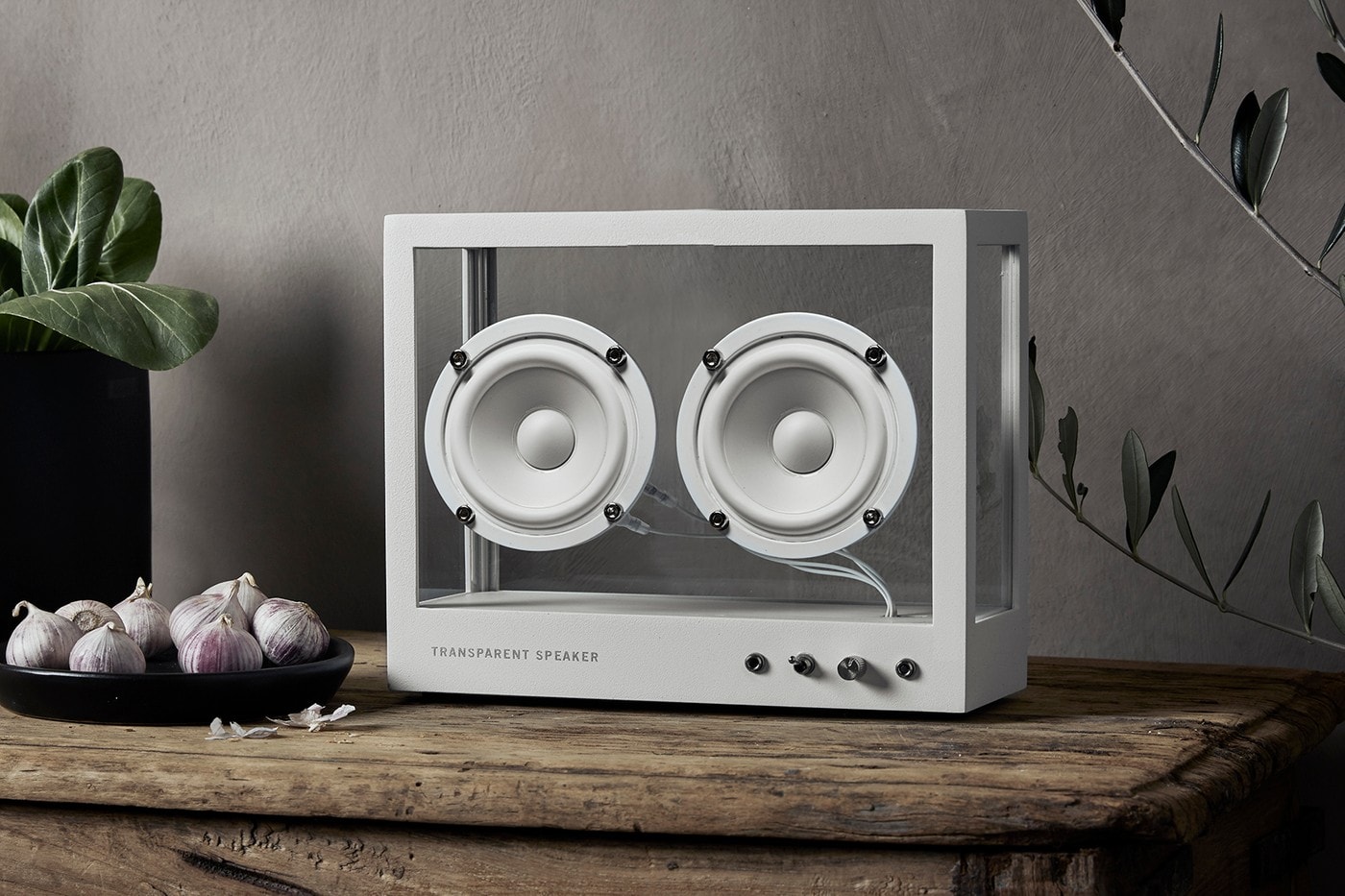 transparent sound speakers glass see through scandinavian interiors homeware tech audio
