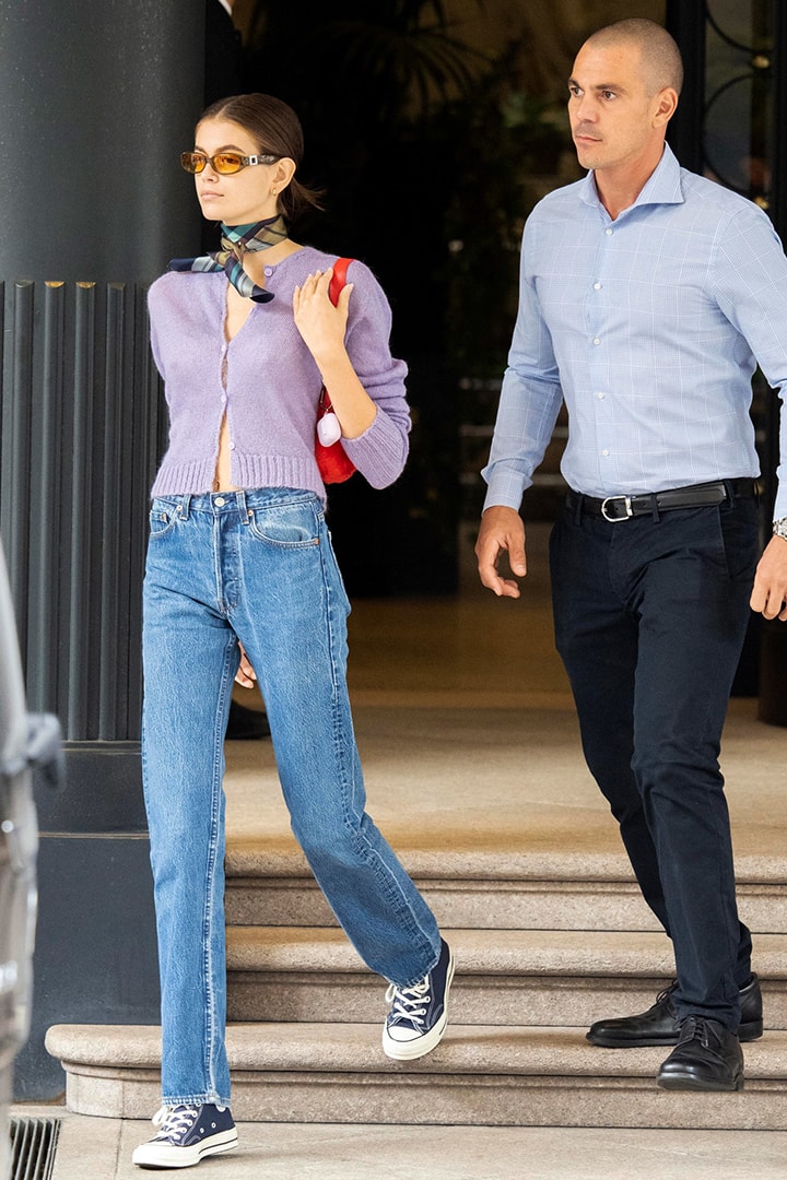 Kaia Gerber street style during the Milan Fashion Week Spring/Summer 2020
