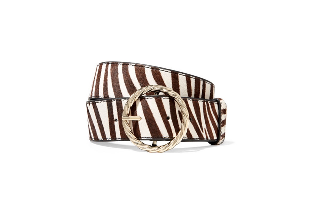 Leo Zebra-Print Calf Hair Belt