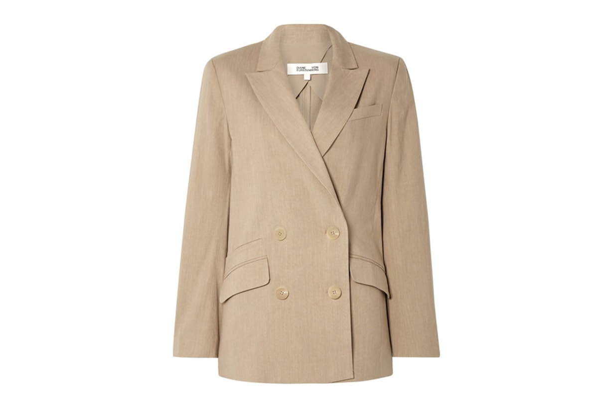 Diane von Furstenberg Madison Double-Breasted Linen-Blend Blazer