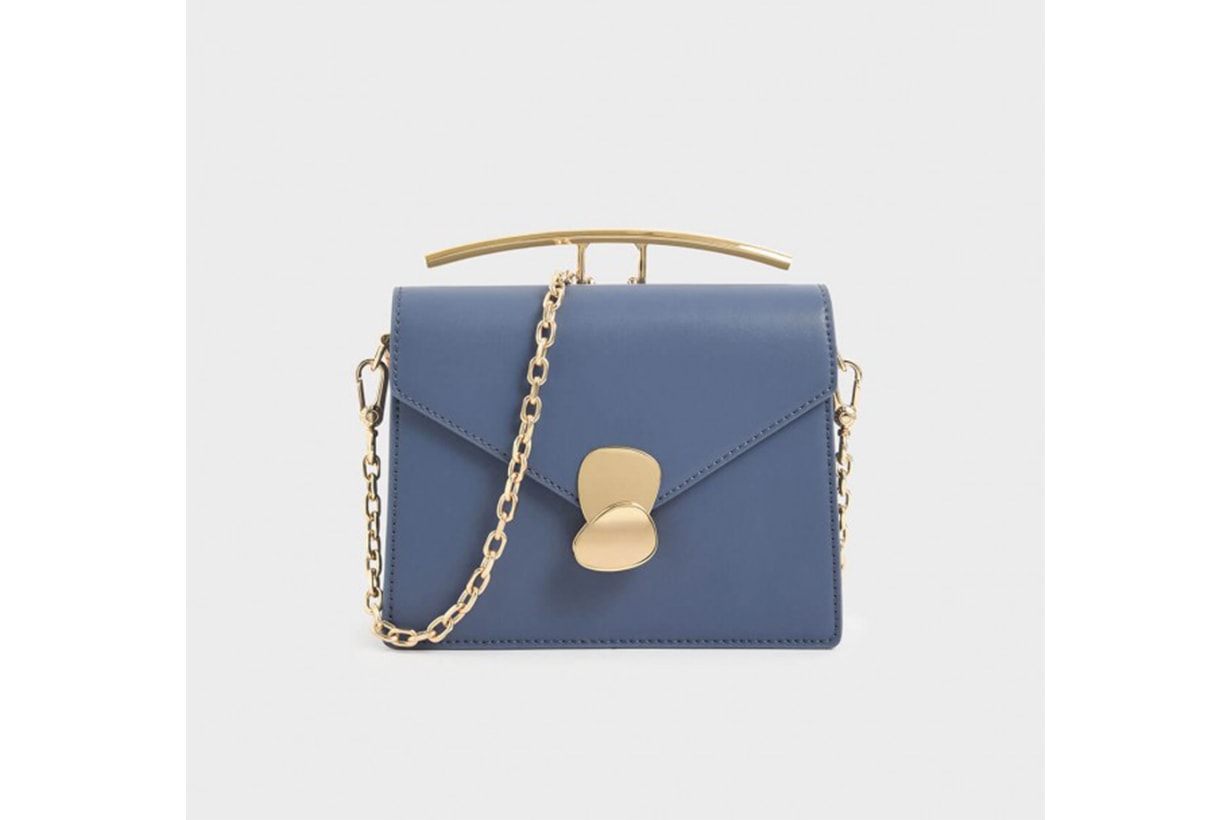 Metallic Push Lock Top Handle Bag
