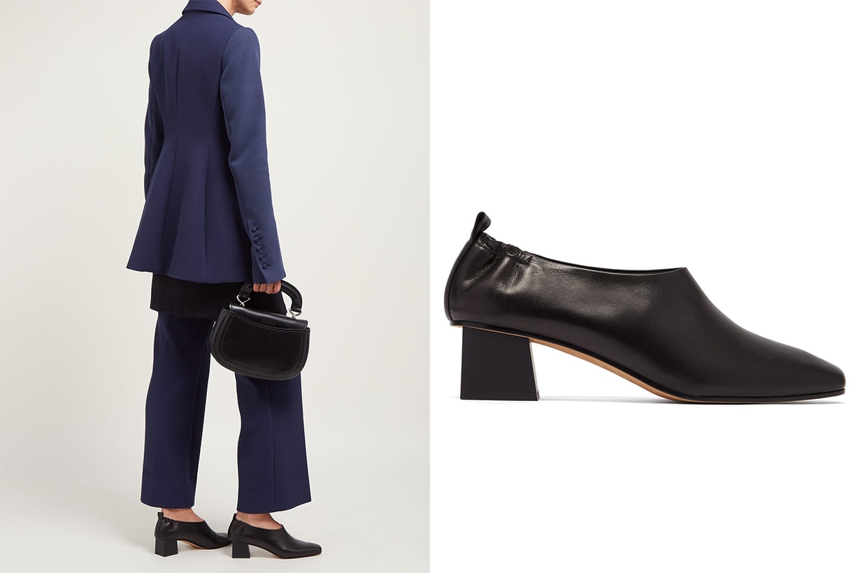 Micol Junior Cube-Heel Leather Pumps