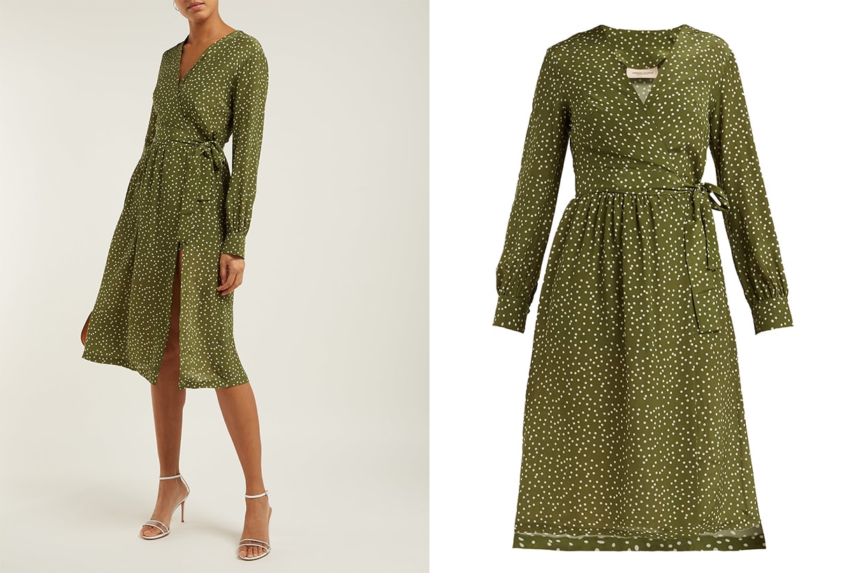 Mille Punti Polka-Dot Silk-Crepe Wrap Dress