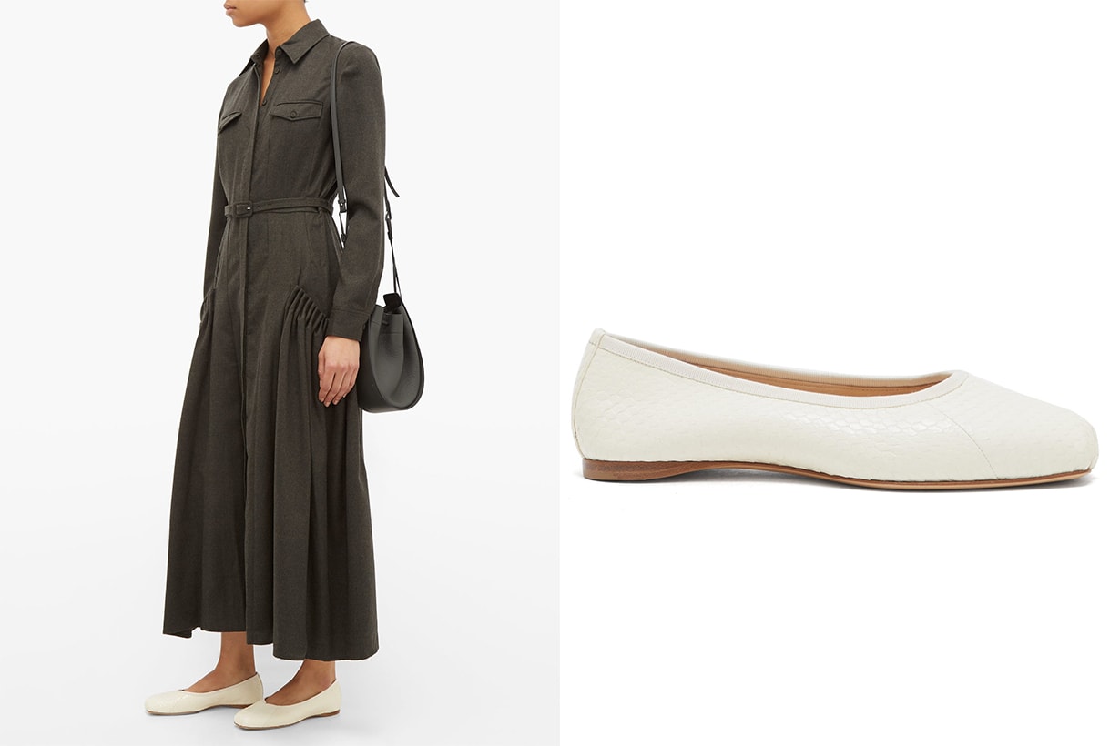 Nata Square-Toe Snakeskin Flats