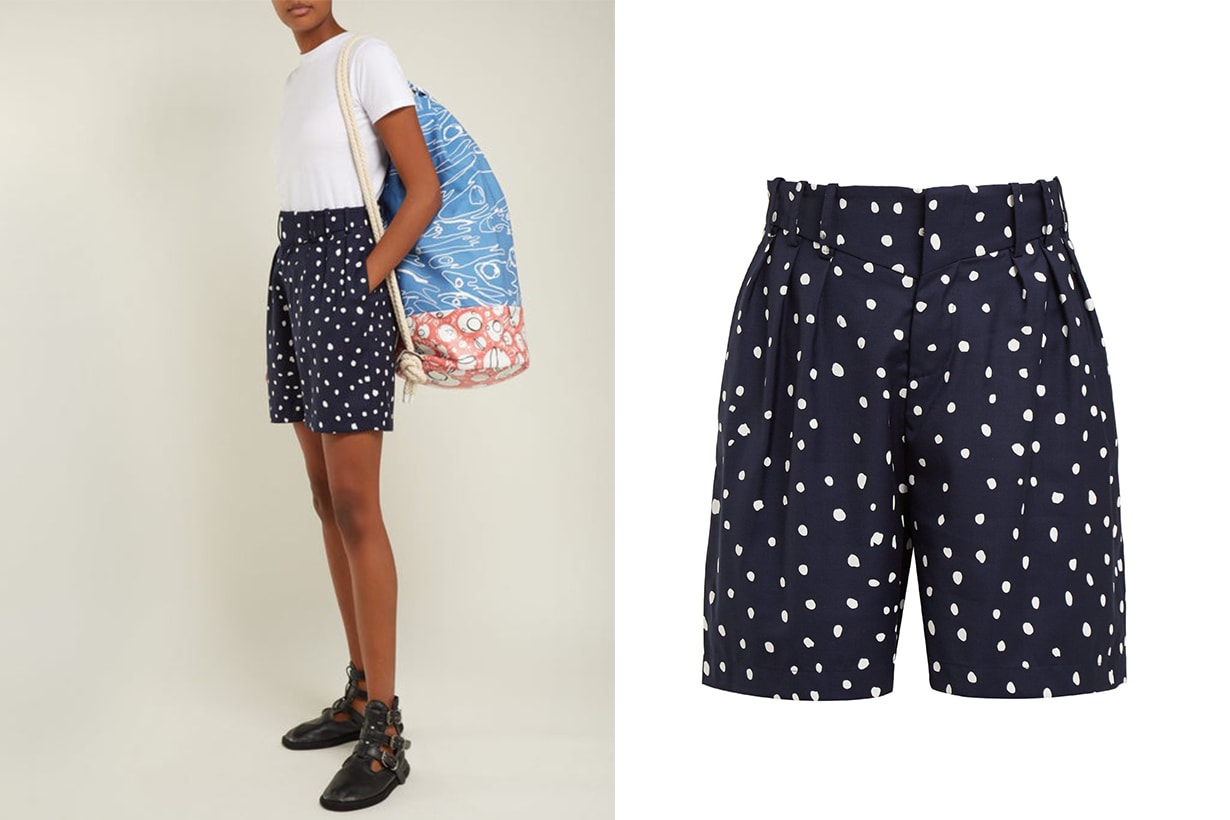 Polka Dot-Print Wool Shorts