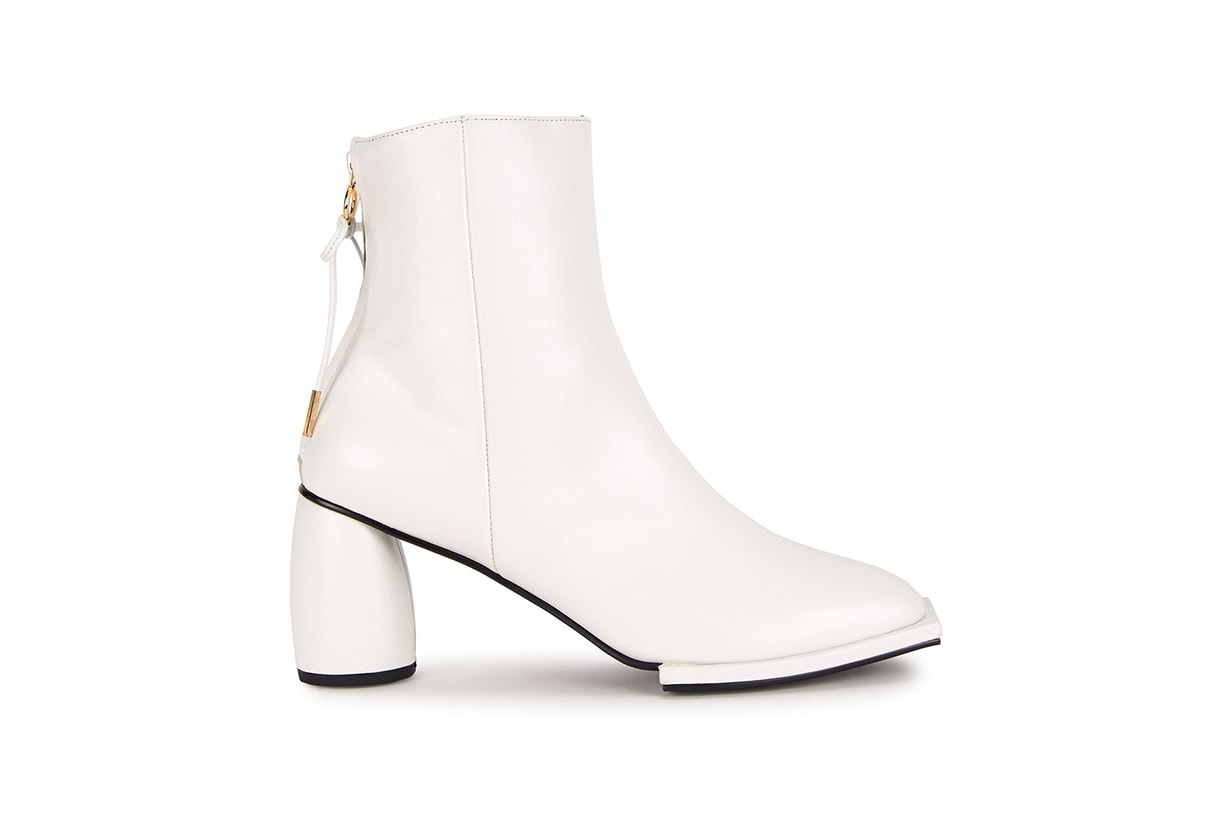 REIKE NEN Ribbon 80 white leather ankle boots