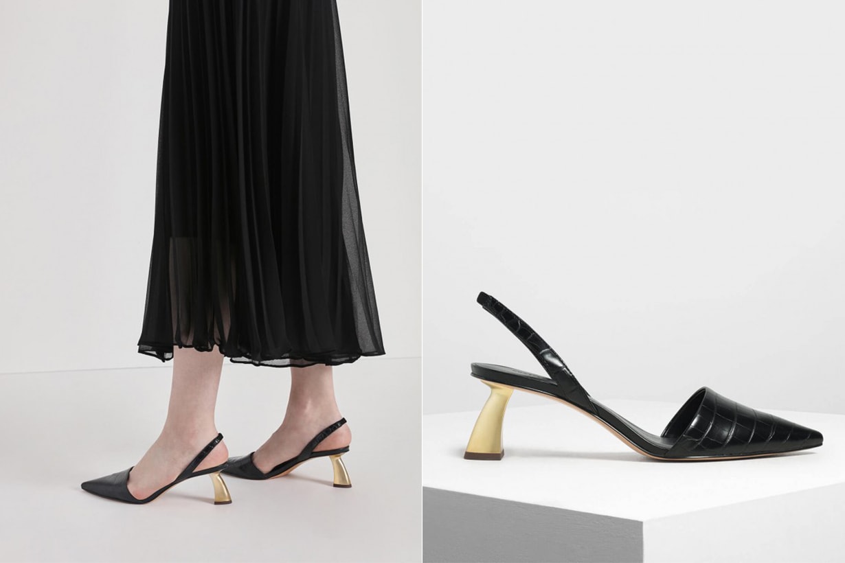 Sculptural Heel Slingback Pumps