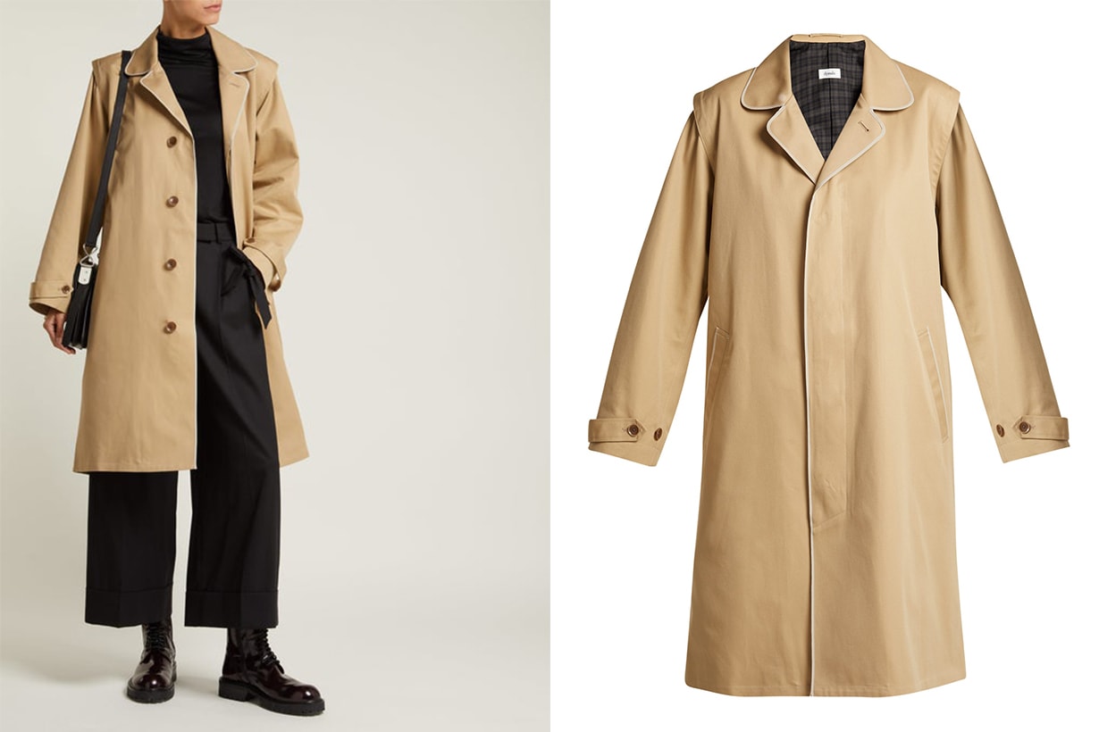 Single-Breasted Cotton-Twill Trench Coat