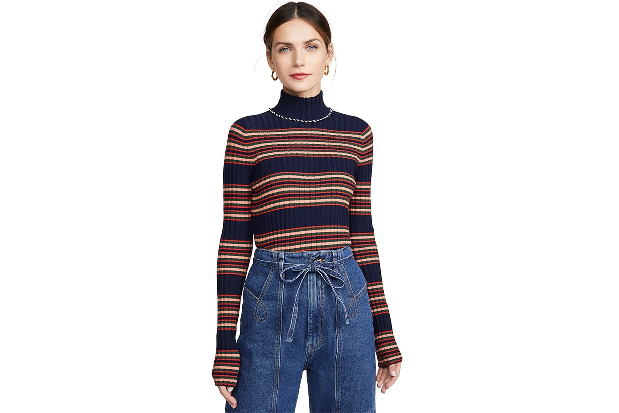 Tory Burch Striped Turtleneck