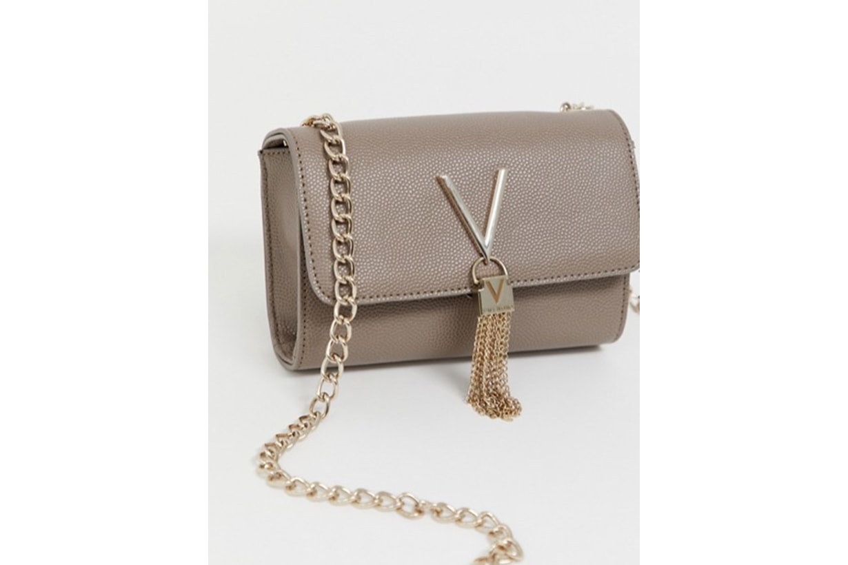 Valentino by Mario Valentino Divina Tassel Detail Camera Cross Body Bag in Taupe