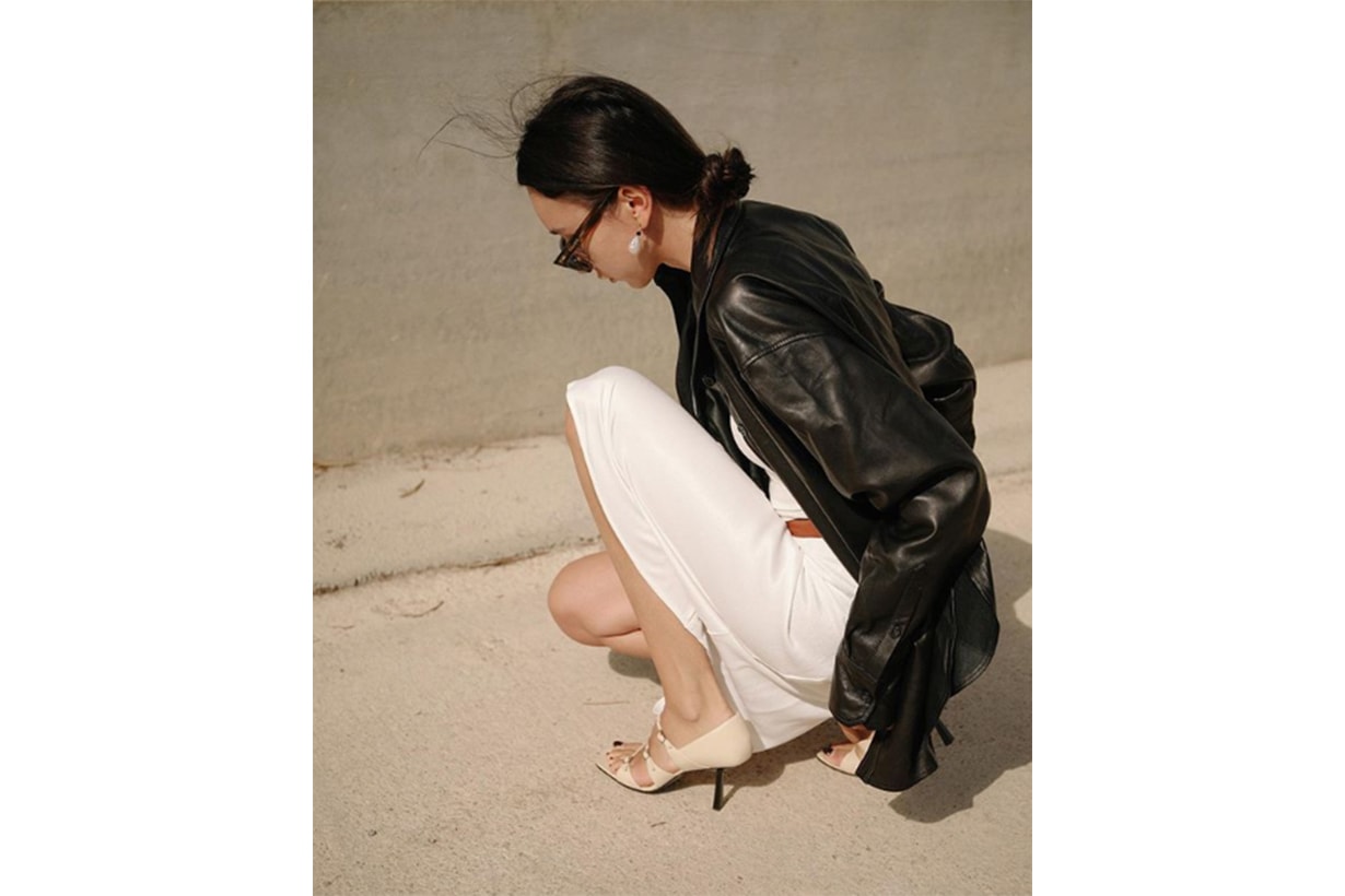Leather Jacket and Silk Dress Fashion Style 