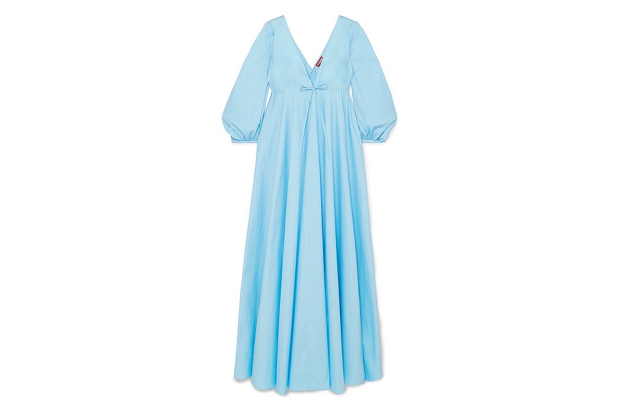 Amaretti Pleated Cotton-Blend Poplin Maxi Dress