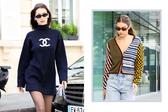 Gigi 與 Bella 也愛開胸毛衣!兩種風格的穿法,女生快點學起來